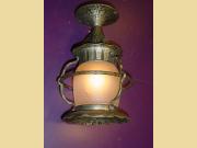 ON HOLD Vintage Flush Mount Antique Porch Light Fixture, Original Glass