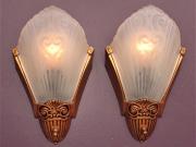 Pr 1920s - 30s Slip Shade Wall Sconces